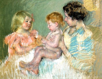 three women at the table by the lamp Painting - Sara and Her Mother with the Baby mothers children Mary Cassatt
